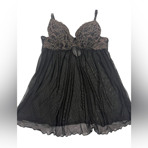 Unbranded Black Sheer Lingerie Dress Slip Top Padded Size Medium Y2K Style - Picture 2 of 8